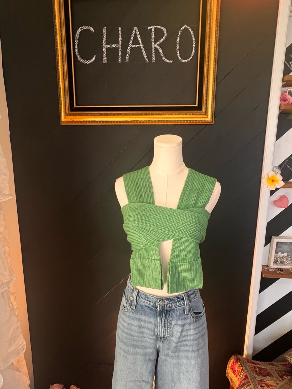 NWT Boohoo Mint Green Knit Wrap Crop Top - Picture 4 of 8